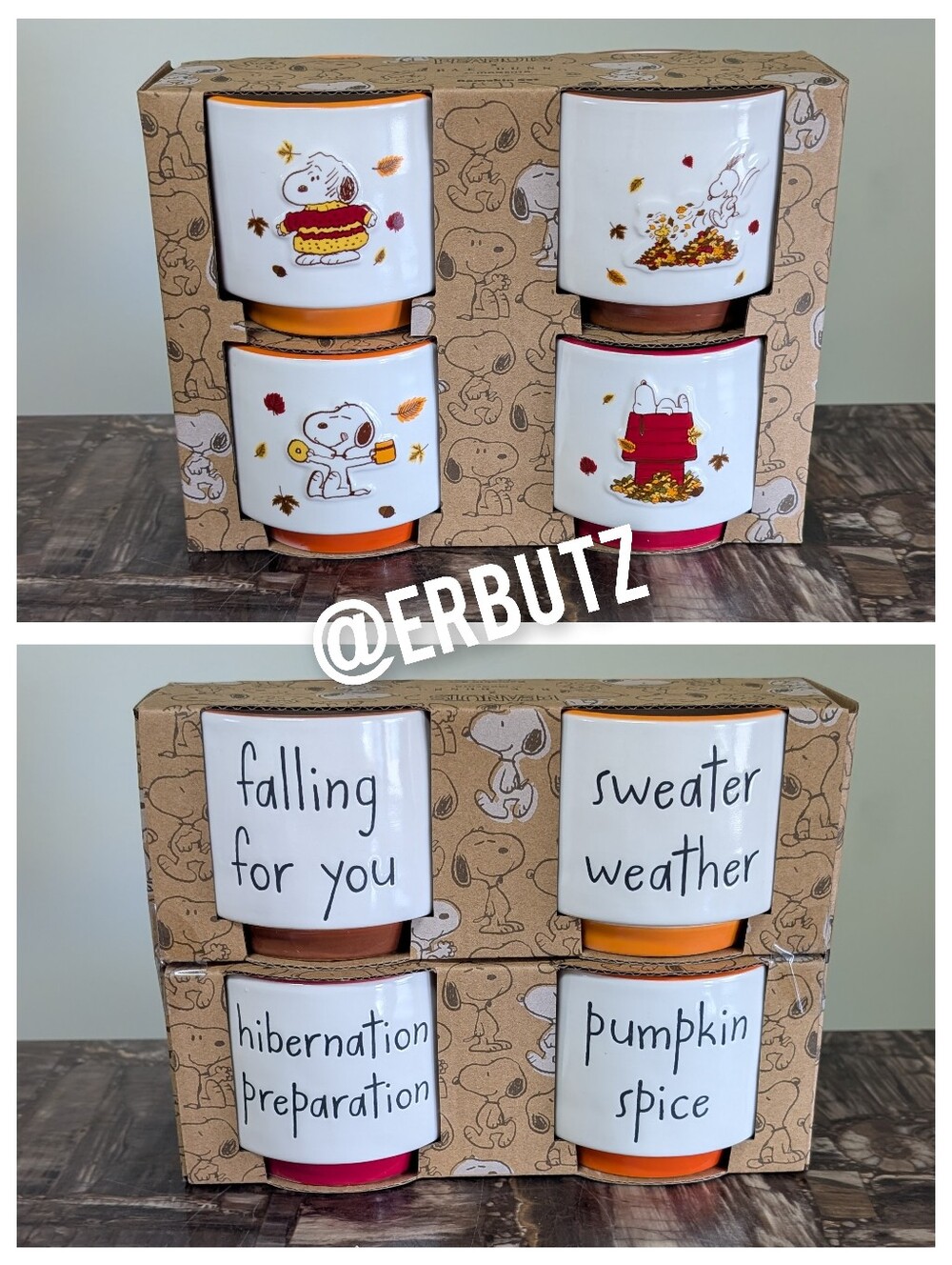 Rae Dunn x Peanuts Snoopy Autumn Ramekins, Double Sided,  Set Of 4  🍂